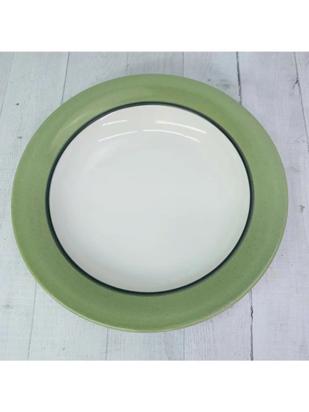 Pfaltzgraff SPHERE Charcoal Line Green Bands Smooth Rimmed Pasta Serving Bowl